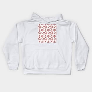 Large Dark Christmas Candy Apple Red Snowflakes on White Kids Hoodie